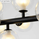 GobekUsa 16-Light Modern Black Island Pendant - Spherical Glass Ceiling Light for Dining Table