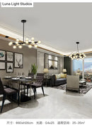 GobekUsa 16-Light Modern Black Island Pendant - Spherical Glass Ceiling Light for Dining Table