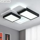 GobekUsa Modern Black Splicing Rectangle LED Flush Ceiling Light Fixture - Acrylic Design with Sleek Style