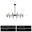 GobekUsa Black Sputnik Chandelier: Nordic Design, Adjustable Lighting for Home Décor