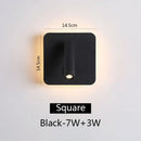 Modern black square led wall lamp bedroom reading light by Decorbites