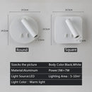 Modern black square led wall lamp bedroom reading light by Decorbites