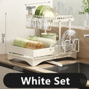 GobekUsa 2 Tier Dish Drainer Rack & Drain Basket: Kitchen Organizer Holder, Counter Storage