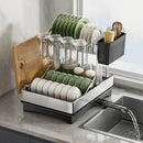 GobekUsa 2 Tier Dish Drainer Rack & Drain Basket: Kitchen Organizer Holder, Counter Storage