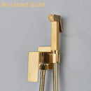 GobekUsa Brass Bidet Faucet: Cold Hot Water Mixer, Square Shower Sprayer Head, Toilet Tap