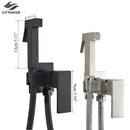 GobekUsa Brass Bidet Faucet: Cold Hot Water Mixer, Square Shower Sprayer Head, Toilet Tap