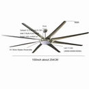 GobekUsa 100" Large Ceiling Fan with Light, DC Motor, Reverse Blades, Stainless Steel Finish
