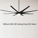 GobekUsa 100" Large Ceiling Fan with Light, DC Motor, Reverse Blades, Stainless Steel Finish
