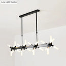 GobekUsa 18/24-Light Linear Acrylic Shade Ceiling Pendant for Dining Room - Black/White/Gold, Ideal Over Island