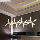 GobekUsa 18/24-Light Linear Acrylic Shade Ceiling Pendant for Dining Room - Black/White/Gold, Ideal Over Island