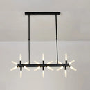 GobekUsa 18/24-Light Linear Acrylic Shade Ceiling Pendant for Dining Room - Black/White/Gold, Ideal Over Island