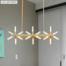 GobekUsa 18/24-Light Linear Acrylic Shade Ceiling Pendant for Dining Room - Black/White/Gold, Ideal Over Island