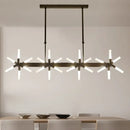 GobekUsa 18/24-Light Linear Acrylic Shade Ceiling Pendant for Dining Room - Black/White/Gold, Ideal Over Island