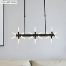 GobekUsa 18/24-Light Linear Acrylic Shade Ceiling Pendant for Dining Room - Black/White/Gold, Ideal Over Island