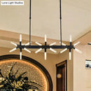 GobekUsa 18/24-Light Linear Acrylic Shade Ceiling Pendant for Dining Room - Black/White/Gold, Ideal Over Island
