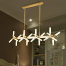 GobekUsa 18/24-Light Linear Acrylic Shade Ceiling Pendant for Dining Room - Black/White/Gold, Ideal Over Island