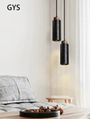 GobekUsa Black Stone Bedside Chandelier, Modern Nordic Design, E27 LED Pendant Lamp