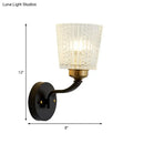 GobekUsa Modern Black Metal Sconce Light with Textured Glass Shade - 1 Light Conical Wall Lighting