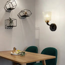 GobekUsa Modern Black Metal Sconce Light with Textured Glass Shade - 1 Light Conical Wall Lighting