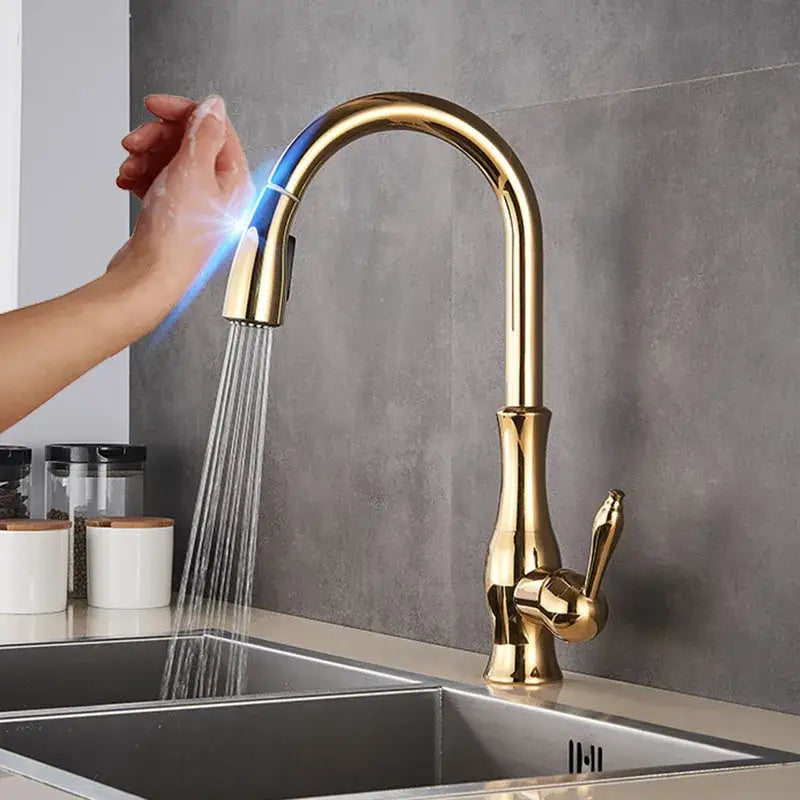 GobekUsa Black Touch Sensor Kitchen Faucet: Pull Out, Sensitive Control, Mixer Tap, photo 9 of 14