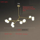 GobekUsa Glass Balls Tree Branches Chandelier, Nordic LED Ceiling Light