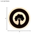 GobekUsa Black Acrylic Round LED Flush Wall Sconce with Tree Pattern - Modern and Elegant