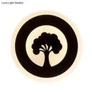 GobekUsa Black Acrylic Round LED Flush Wall Sconce with Tree Pattern - Modern and Elegant