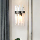 GobekUsa Contemporary Black Wall Sconce with Icicle Crystal for Dining Room Lighting