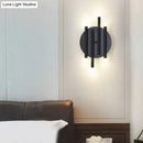 GobekUsa Modern Black Wall Light with Round Backplate - 6-Light Metal Wall Lamp for Hallway and Bedside