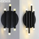 GobekUsa Modern Black Wall Light with Round Backplate - 6-Light Metal Wall Lamp for Hallway and Bedside