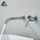 GobekUsa Black Wall Mounted Basin Faucet with Single Handle Hot Cold Water Mixer Tap