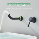GobekUsa Black Wall Mounted Basin Faucet with Single Handle Hot Cold Water Mixer Tap