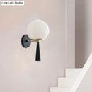GobekUsa Modern Black Wall Mounted Bedroom Lamp with White Glass Globe Fixture - 1 Bulb
