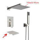 GobekUsa Black Wall Mounted Shower System with Handshower - 12/16 Inch Rainwater Faucet