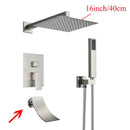GobekUsa Black Wall Mounted Shower System with Handshower - 12/16 Inch Rainwater Faucet