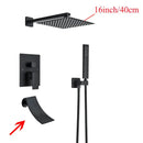 GobekUsa Black Wall Mounted Shower System with Handshower - 12/16 Inch Rainwater Faucet