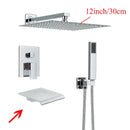 GobekUsa Black Wall Mounted Shower System with Handshower - 12/16 Inch Rainwater Faucet