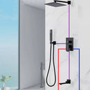 GobekUsa Black Wall Mounted Shower System with Handshower - 12/16 Inch Rainwater Faucet