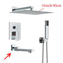 GobekUsa Black Wall Mounted Shower System with Handshower - 12/16 Inch Rainwater Faucet
