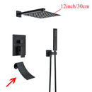 GobekUsa Black Wall Mounted Shower System with Handshower - 12/16 Inch Rainwater Faucet
