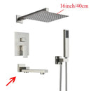 GobekUsa Black Wall Mounted Shower System with Handshower - 12/16 Inch Rainwater Faucet