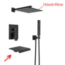 GobekUsa Black Wall Mounted Shower System with Handshower - 12/16 Inch Rainwater Faucet