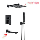 GobekUsa Black Wall Mounted Shower System with Handshower - 12/16 Inch Rainwater Faucet