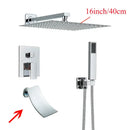 GobekUsa Black Wall Mounted Shower System with Handshower - 12/16 Inch Rainwater Faucet