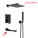 GobekUsa Black Wall Mounted Shower System with Handshower - 12/16 Inch Rainwater Faucet