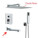 GobekUsa Black Wall Mounted Shower System with Handshower - 12/16 Inch Rainwater Faucet