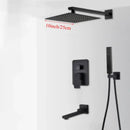 GobekUsa Black Wall Mounted Shower System with Handshower - 12/16 Inch Rainwater Faucet