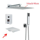GobekUsa Black Wall Mounted Shower System with Handshower - 12/16 Inch Rainwater Faucet