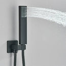 GobekUsa Black Wall Mounted Shower System with Handshower - 12/16 Inch Rainwater Faucet