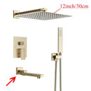 GobekUsa Black Wall Mounted Shower System with Handshower - 12/16 Inch Rainwater Faucet